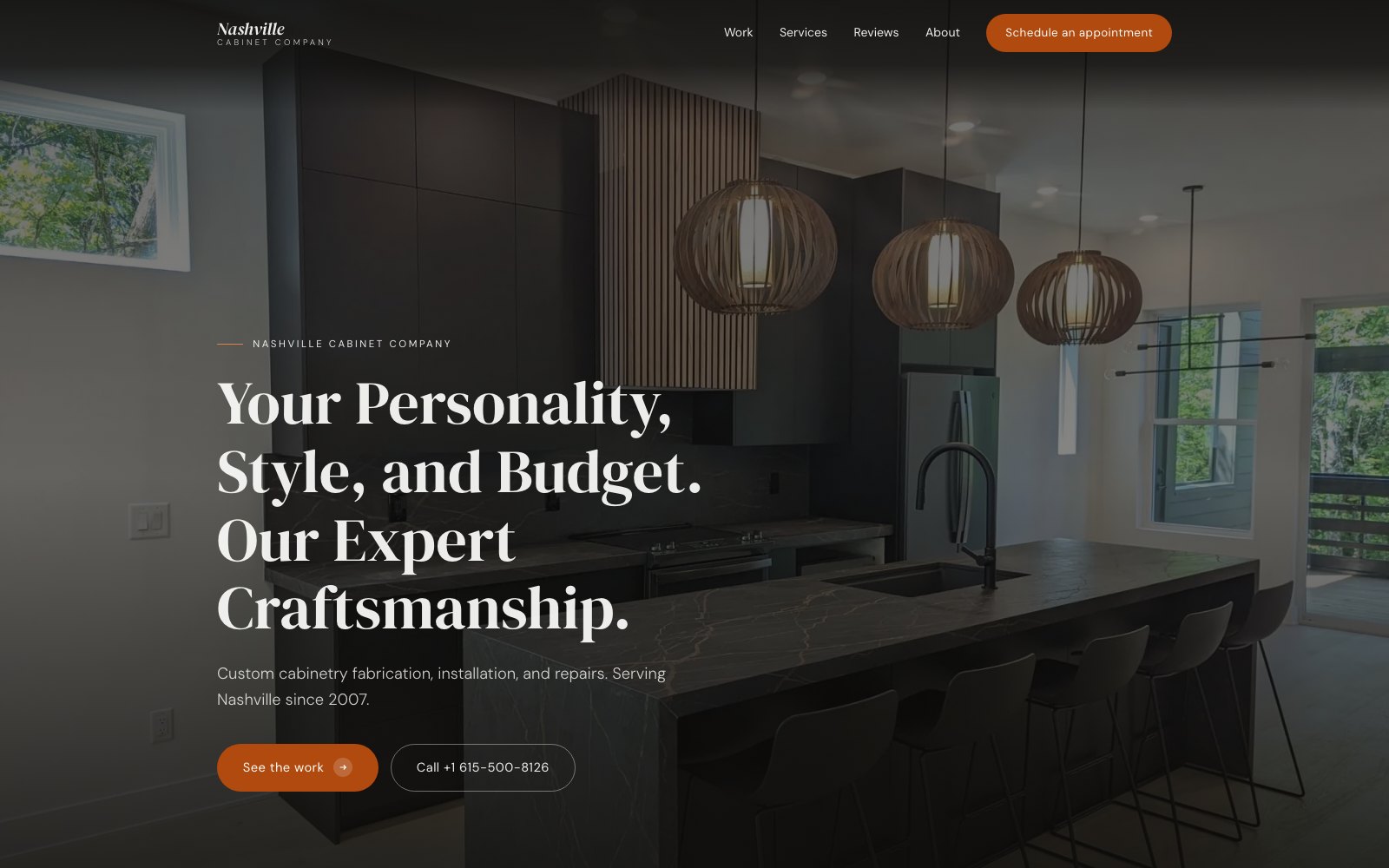 The new Nashville Cabinet Company homepage concept