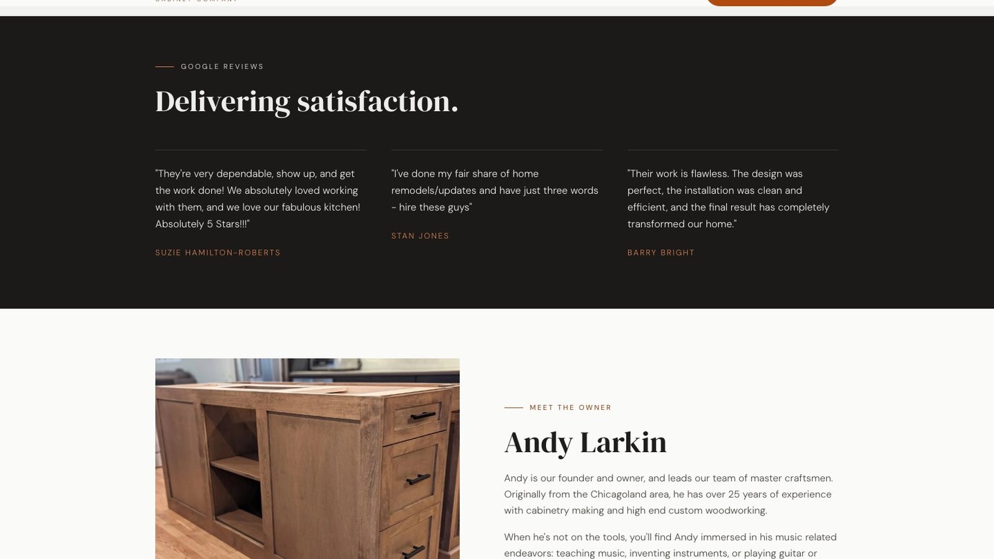 The reviews section of the new homepage
