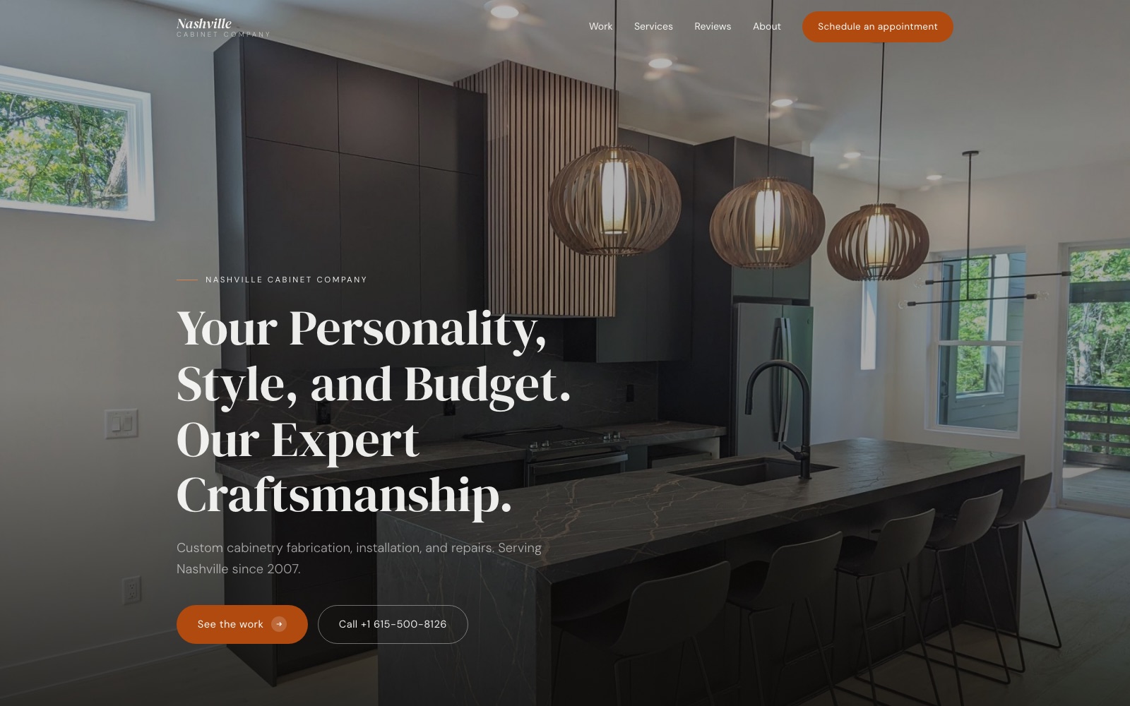 The new Nashville Cabinet Company homepage concept